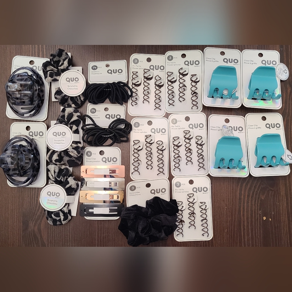 QUO Beauty Hair Accessories -Scrunchies, hair clips and elastics NEW